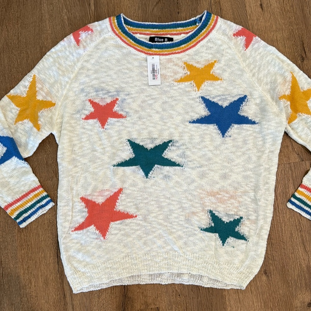 NWT Blue B Colorful Star Sweater